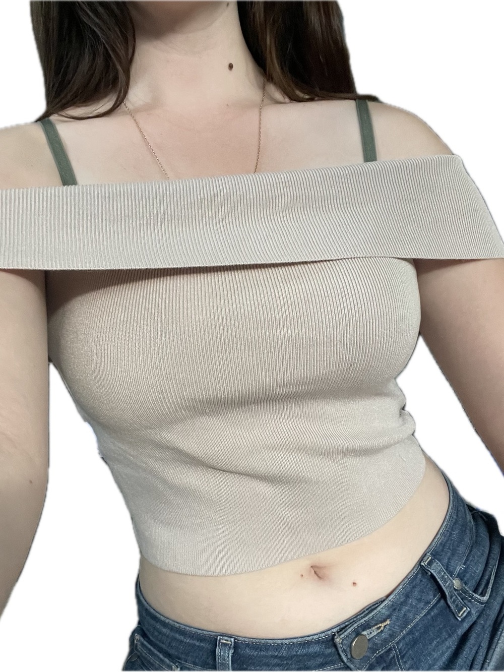 H&M chic off shoulder, fold over top